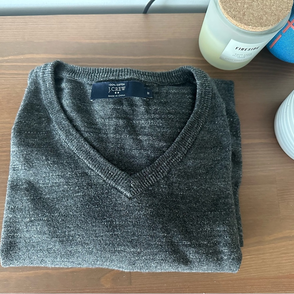 J Crew Medium Grey V Neck Sweater